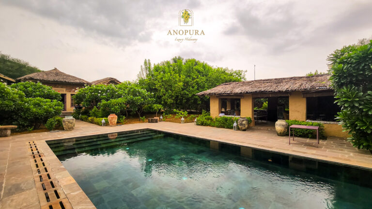 Peaceful Anopura Jaipur resort surrounded by Aravalli hills and greenery