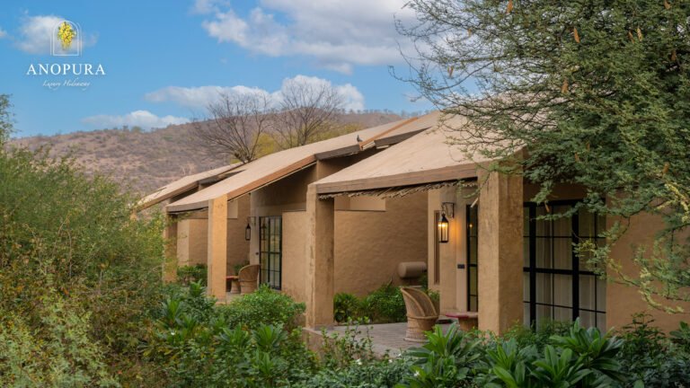 a boutique hotel in Jaipur offering a peaceful countryside escape with private plunge pools and organic surroundings